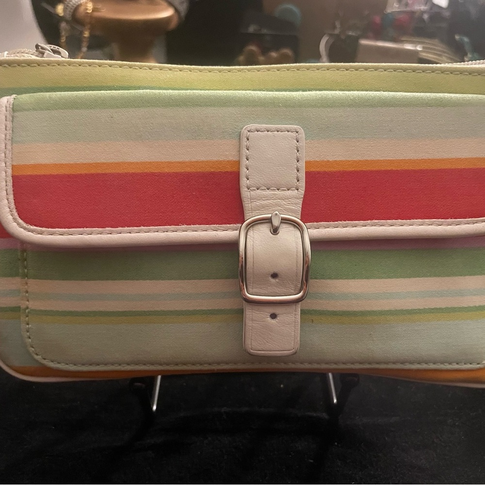 Vintage Coach  Hampton Striped Multicolor Women's wristlet